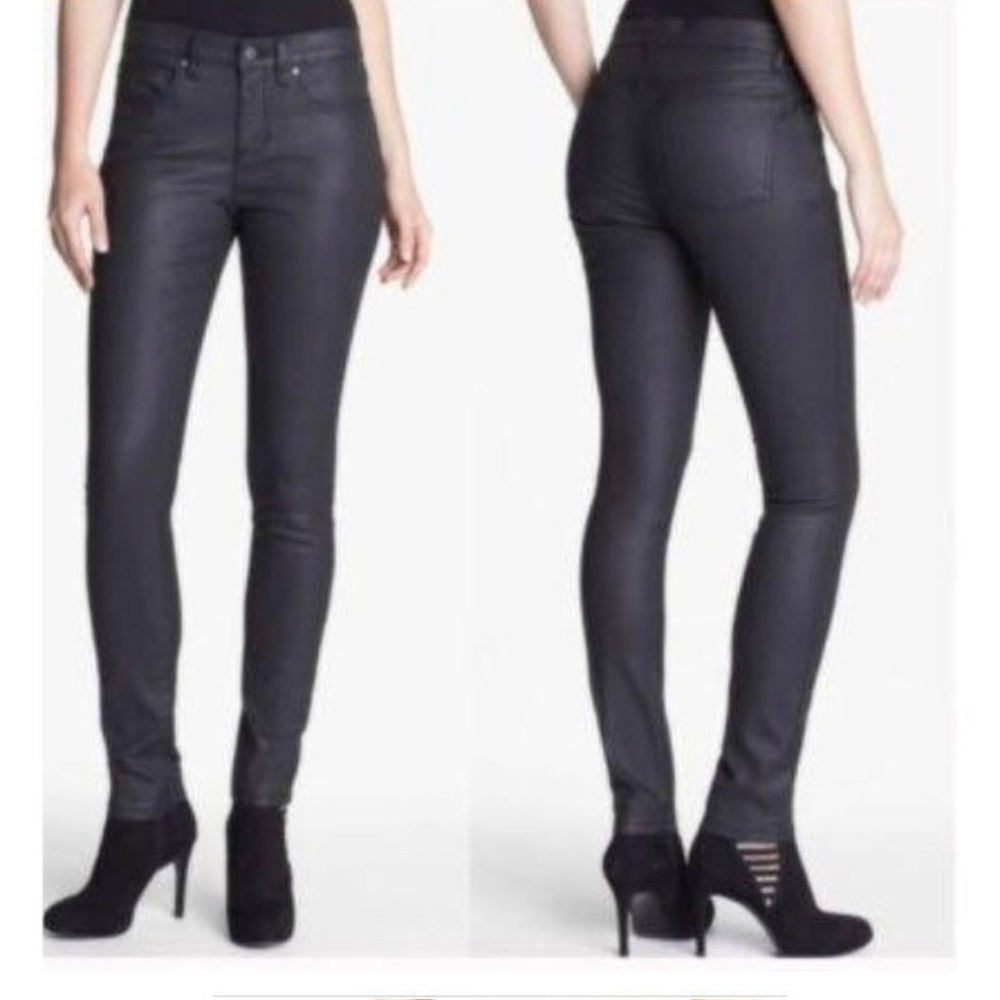 NWT Eileen Fisher & Co black coated jeans